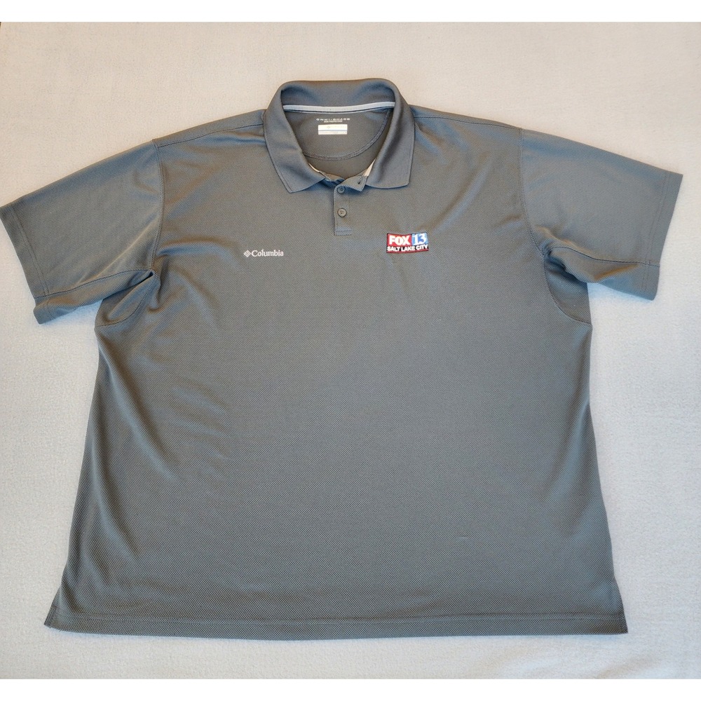 Columbia Mens 3X Omni-Shade Polo Shirt Grey Fox 13 Salt Lake City Logo UPF 30